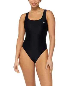 Reebok Women's High-Neck Athletic One-Piece Swimsuit - Black L Large - Picture 1 of 2