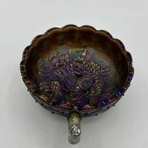 Imperial Carnival Glass Smoke Nappy Candy Dish Pansy Quilted Diamond Vintage - Picture 1 of 7