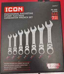 *NUOVO* Icon Stubby Flex Head SAE Set di chiavi a cricchetto, 7 pezzi, 57491, WRSTFS-7 - Foto 1 di 2