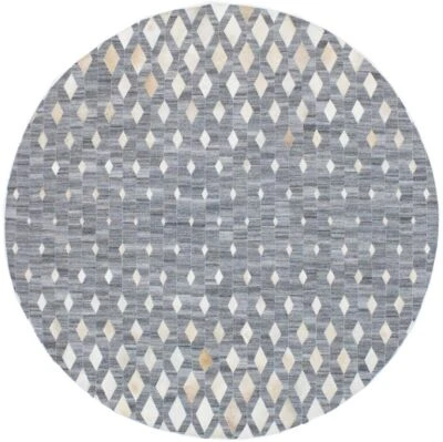 Premium Cowhide Round Rug  Handmade 100% Leather Area Carpet for Living&Bedroom - Image 1 of 4