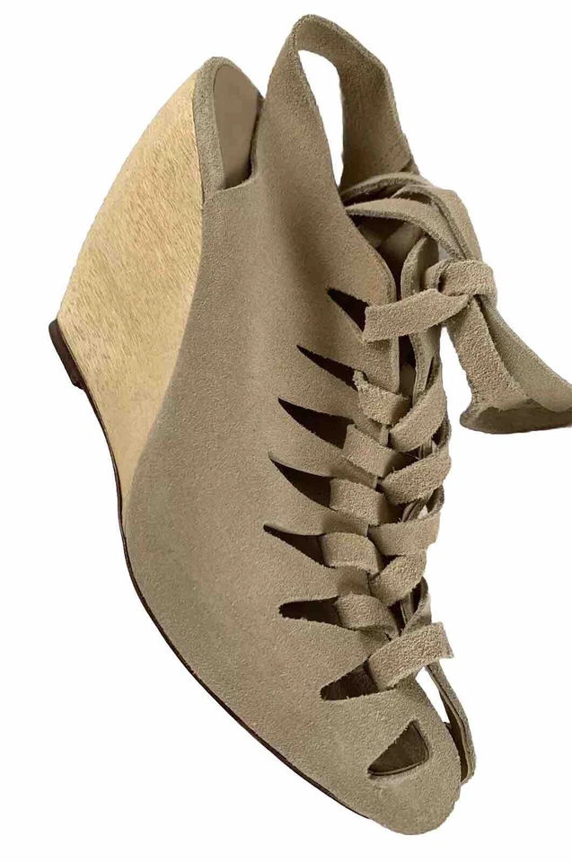 Zapatos Loeffler Randall Tacones de cuña Gamuza Con cordones Mujer Talla 8 Beige Foto 1 de 4