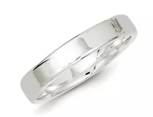 Anello fede nuziale piatta da donna o da uomo 4 mm in argento - Foto 1 di 4