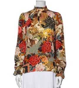 Dolce & Gabbana silk needlepoint animal print mockneck blouse size IT38 US small - Picture 1 of 10