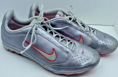  Zapatos de golf NIKE para mujer plateados metálicos/naranja de cuero 314048-002 talla 9 EE. UU. Foto 1 de 4