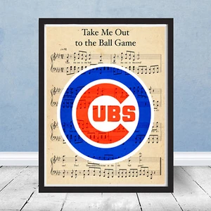 Chicago Cubs Take Me Out to Ball Game Sheet Music Logo Gift Baseball Wrigley Art - Picture 1 of 3