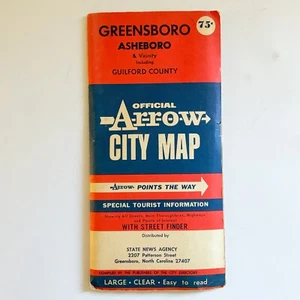 Arrow Stadtplan Greensboro Asheboro North Carolina Guilford County 70er Jahre - Bild 1 von 17