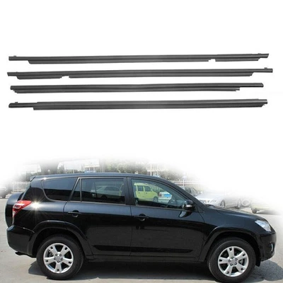 4X Black Door Auto Window Trim Moulding Belt Weatherstrip For Toyota RAV4 06-12 Foto 1 de 4