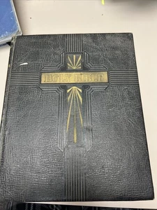 Vintage Self Pronouncing Edition Holy Bible Old And New Testaments Black Gold + - Imagen 1 de 3