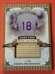 Darryl Strawberry BAT CARD #1/40 JUMBO BAT PIECE 2022 LEAF LUMBER KINGS NY METS - Picture 1 of 3