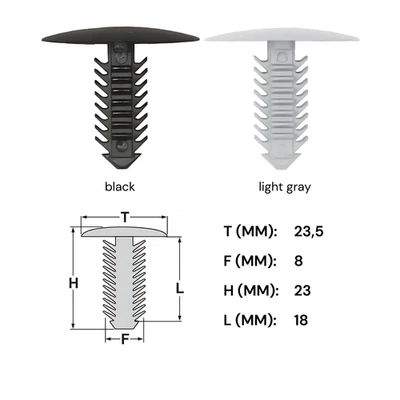 GABEX-SHOP 25x Verkleidung Clips Befestigung Klips Halter UNIVERSAL 8 mm schwarz 23 mm