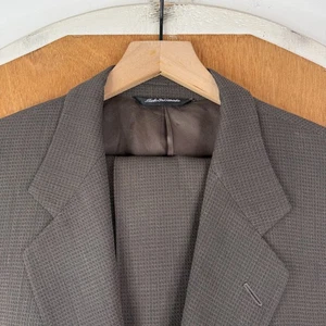 VINTAGE Harris & Hobbs Suit Mens 40R Brown 3/2 Roll Relaxed Fit 90s Wool Canvas - Picture 1 of 23