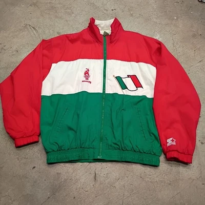 👾 Vintage 96 Starter Italy Jacket Atlanta Olympics Centennial Flag Colors Sz  L - Image 1 of 4
