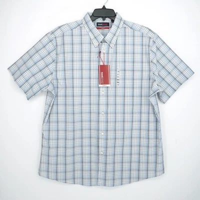 Roundtree Yorke TravelSmart Short Sleeve XXL SLIM FIT Blue Gray White Check NWT - Image 1 of 4