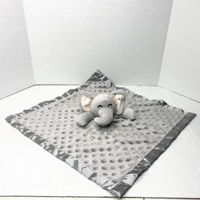 Pro Goleem Elephant Plush Lovey Security Blanket Gray Dot Satin Edge - Image 1 of 4