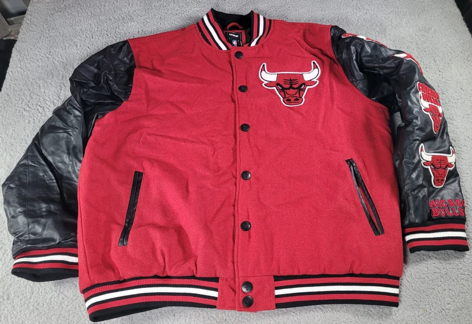 Unk NBA Chicago Bulls Men's Jacket Size XXL Varsity Bomber Style Wool Polyester - Image 1 of 4