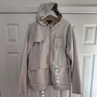 Men’s Under Armour All Season Hooded Full Zip Golf Jacket 2X Tan Stripe SEE INFO - Image 1 of 4