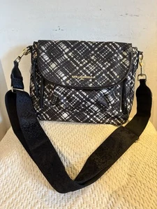 Karl Lagerfeld Cara Nylon Flap Messenger Bag Black With Guitar Bag Purse Strap - Picture 1 of 23