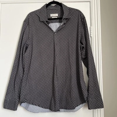 BUGATCHI Sz XL Men's Long Sleeve Button Down Gray 8-way Stretch EXCELLENT - Image 1 of 4