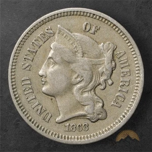 1868 Nickel Three Cent Piece 3cn - Philadelphia - Picture 1 of 2