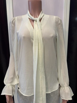 Blusa túnica campesina pulóver marfil manga larga pequeña FOREVER 21 talla pequeña Foto 1 de 4