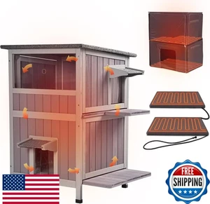 Insulated Outdoor Cat House Weatherproof Feral Cat Shelter Winter - Picture 1 of 6