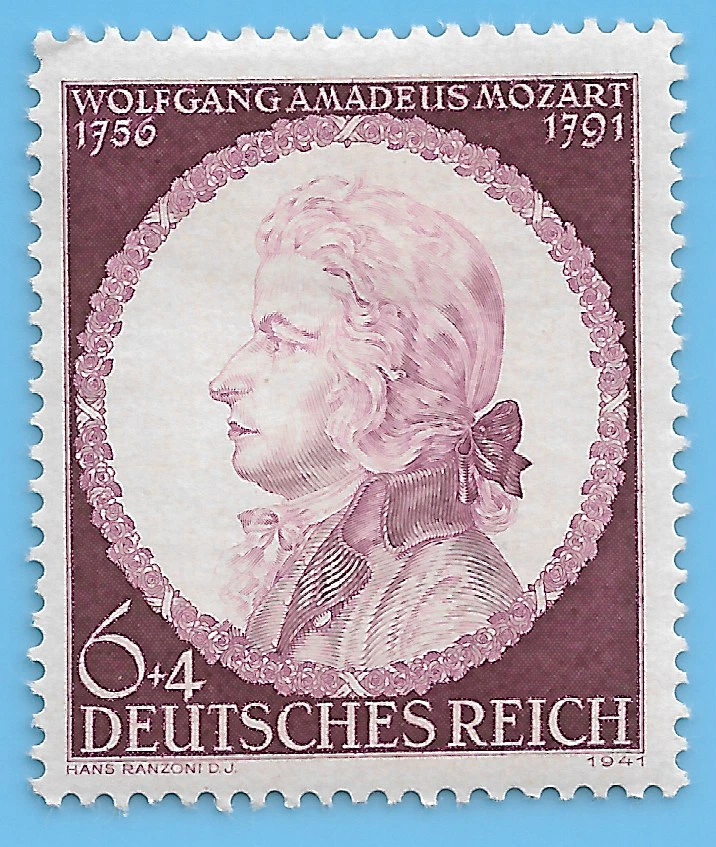 Alemania Segunda Guerra Mundial Tercer Reich Alemán 1941 Mozart 6+4 Sello Segunda Guerra Mundial Era Mi# 810 Foto 1 de 1