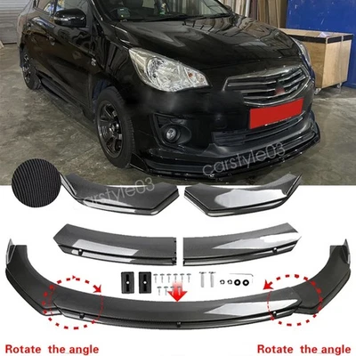 CARBON Style Front Bumper Lip Splitter Body Kit For Mitsubishi Mirage G4 Lancer - Image 1 of 4