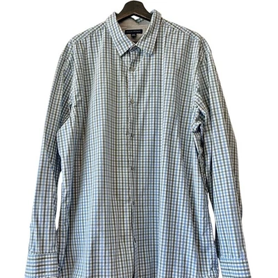 Banana Republic Men's Button Shirt Size 18-18 1/2 XXL Blue Green Gingham - Image 1 of 4