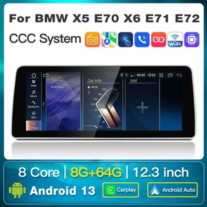 12.3" Android CarPlay GPS Stereo 8+64GB for BMW E70 X5 X6 2007-2010 CCC - Picture 1 of 12