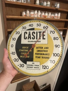 1950s Casite Oil Advertising Thermometer Gas Oil Sign Advertising 12” Glass - Picture 1 of 7