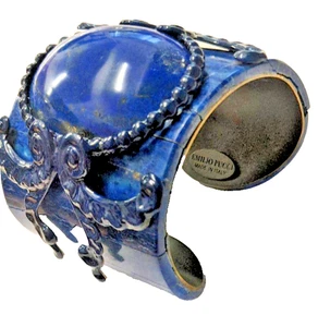 Emilio Pucci Bangle Wide Cuff with Large Cabochon – Deep Cobalt Blue Lapis? - Picture 1 of 11