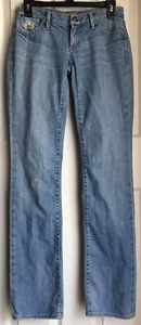Gold Sign Envy Jeans Women’s Juniors Size 25 Distressed Straight Leg Medium Wash - Picture 1 of 12