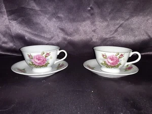 Vintage 2 Sets Roses and Gold Trim Cups and Saucers - Picture 1 of 9