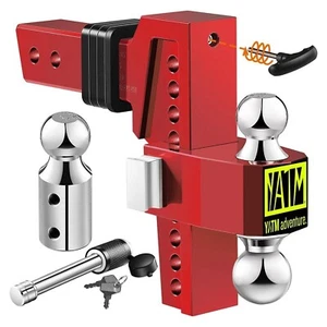 Adjustable Trailer Hitch Ball Mount Fits 2"/2.5" Receiver, 6/8/10 Inch Drop/Rise - Picture 1 of 18