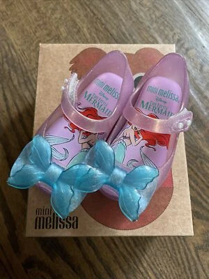 NIB baby girl Mini Melissa Ultragirl pink blue Disney Little Mermaid shoes 5 - Image 1 of 4