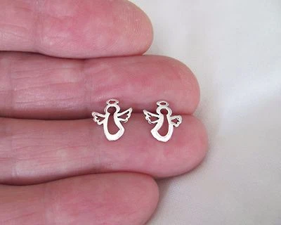 Pendientes de plata de ley con poste de ángel de 10 mm. Foto 1 de 3