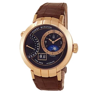 Harry Winston Premier Excenter Timezone 18k Rose Gold Black Watch PRNATZ41RR002 - Picture 1 of 5