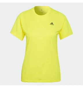 ADIDAS Women's Run Icon T-Shirt Yellow Ladies Size UK Large 16-18 NEW - Picture 1 of 5