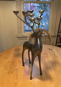 Pottery Barn Silver Plate Reindeer Candelabra 10 Point Candleholder 20” Tall - Picture 1 of 8