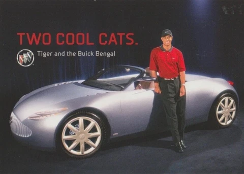 2001 TIGER WOODS "Two Cool Cats" Buick Bengal PGA Golf Postcard Cover