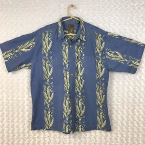 Men’s Blue Pineapple Connection Hawaiian Button Front Shirt Vintage Palm Leaf XL - Picture 1 of 11