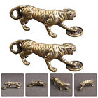  2 Pcs Keychains Decor Tiger Bag Pendant Animal Beads Ring Hangings Brass Bags