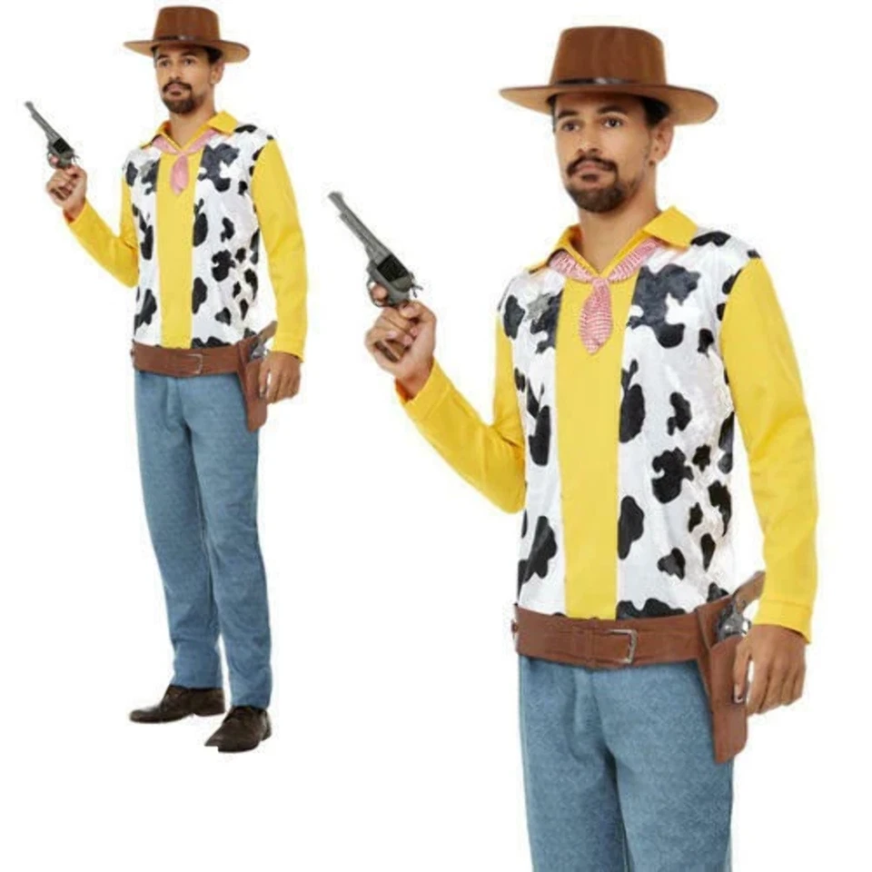 Disfraz de Vaquero del Oeste Adultos Estilo Leñoso Vaquero del Salvaje Oeste Para Hombres Vestido Elegante Foto 1 de 1