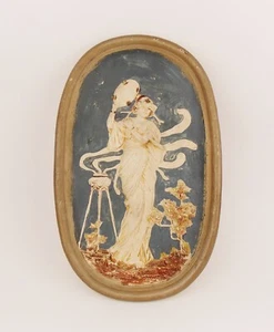 Antique 1900s Art Nouveau Ceramic Wall Plaque of a Woman w Tambourine Wahliss - Picture 1 of 12