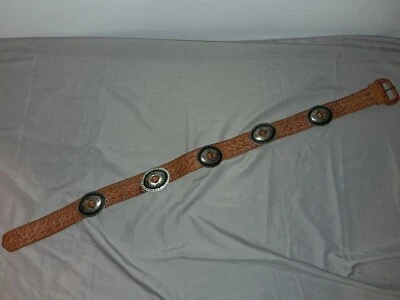 CINTURÓN CONCHO ESTAMPADO VINTAGE MARRÓN WESTERN 29" HOBO Foto 1 de 4