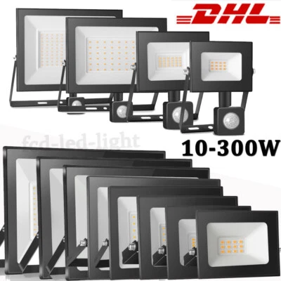 LED Strahler Außen Fluter 10W-300W mit Bewegungsmelder Garten Flutlicht IP65 DHL - Bild 1 von 4