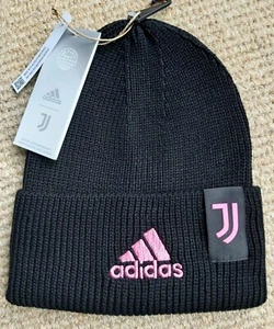 Official LARGE ADIDAS JUVENTUS Black Pink Football BEANIE HAT Toque OSFL HN6953 - Picture 1 of 6