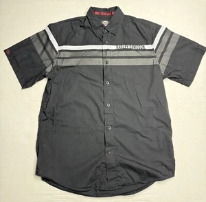 Harley Davidson Short Sleeve Button Up Bikers Mechanic Shirt SZ Large Motorcycle - Picture 1 of 20