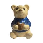 Vintage Metlox Pottery California USA Blue Sweater Teddy Bear Eating Cookie Jar