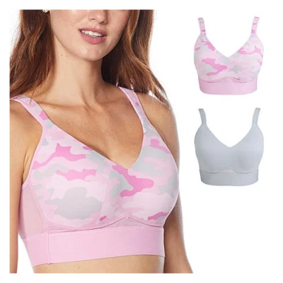 Rhonda Shear2-pack Molded Cup Bra with Mesh Back Detail,732-406, PNKGRY, Size XL - Image 1 of 4